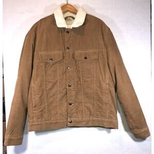 H&M Coat Chore Barn Field Corduroy Sherpa Lined Gold-ish Brown Womens Size L